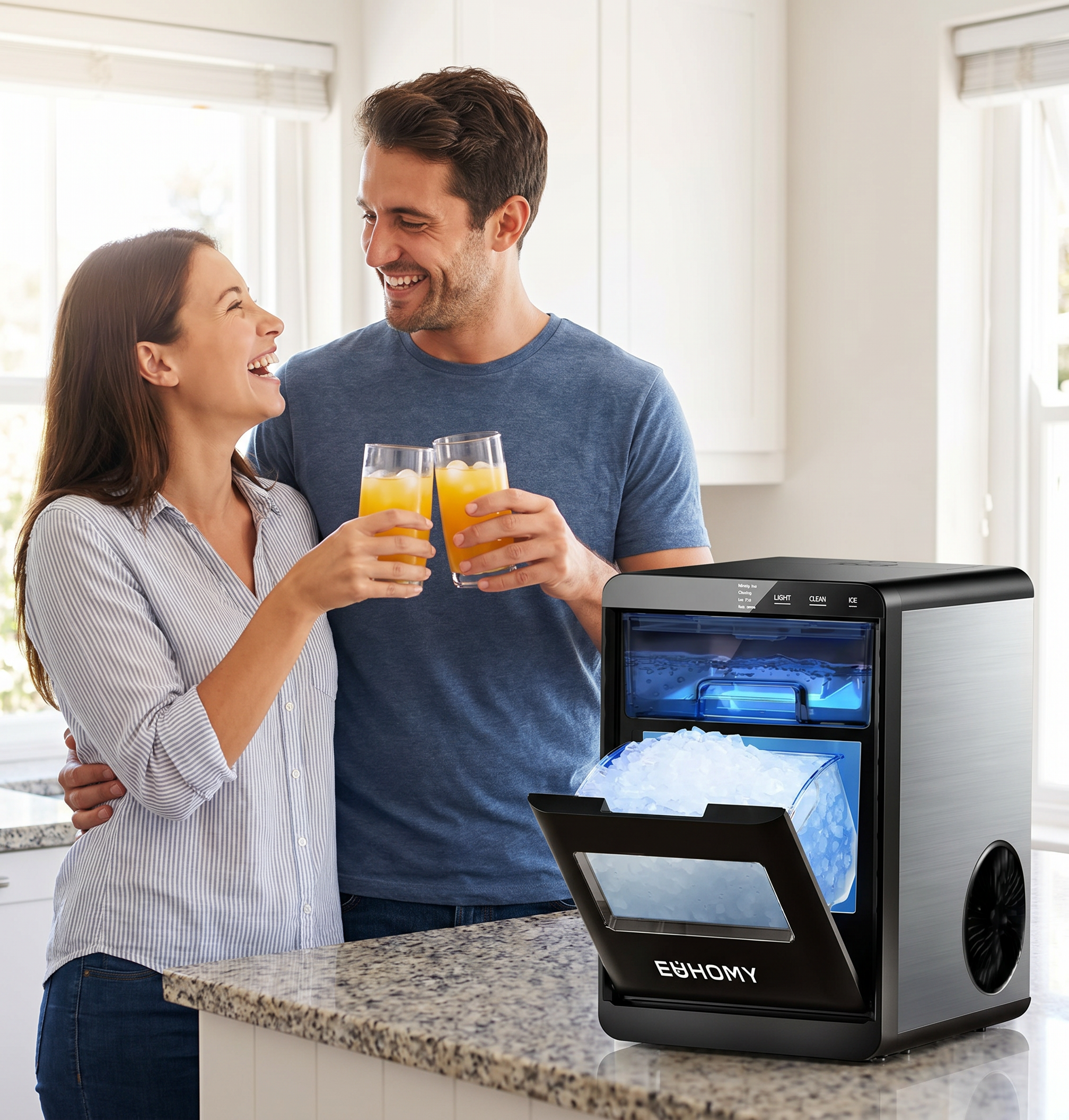 DazzlingAlycia Premium Nugget Ice Maker - sleek countertop design producing restaurant-quality nugget ice